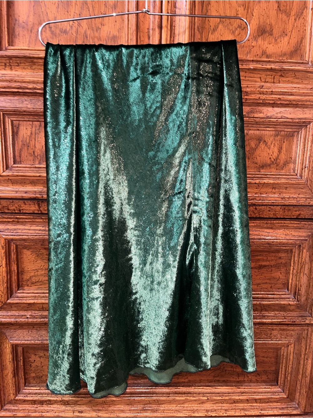 Green Velvet A-Line Skirt